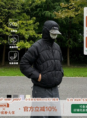BBCN STORE美式户外轻量菱格90白鸭绒连帽羽绒服男女保暖外套