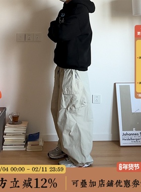 BBCN STORE美式复古多口袋抽绳速干伞兵裤新款户外宽松阔腿休闲裤