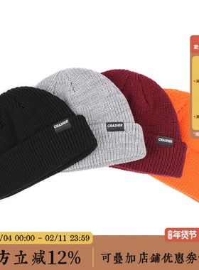 CRASHER毛线帽针织冷帽嘻哈短款圆顶瓜皮帽男女hiphop街舞bboy