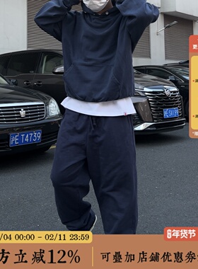 BBCN STORE宽松百搭垂感运动裤美式hiphop纯棉抽绳阔腿休闲卫裤