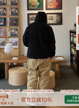 BBCN STORE水洗复古做旧双膝伐木工装裤街头宽松直筒休闲长裤男