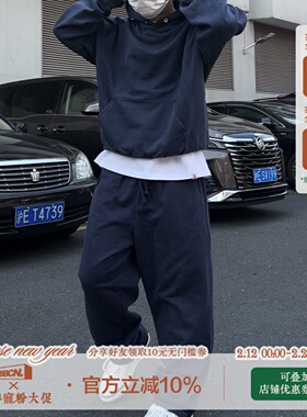 BBCN STORE宽松百搭垂感运动裤美式hiphop纯棉抽绳阔腿休闲卫裤