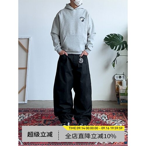 美式复古工装宽松直筒休闲裤