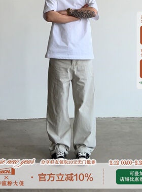 BBCN STORE美式复古Vintage法工裤水洗做旧直筒宽松工装裤男女