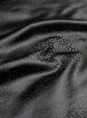 促销推荐 优质黑色满地祥云团云纹织锦缎丝绸缎子布料面料唐装汉
