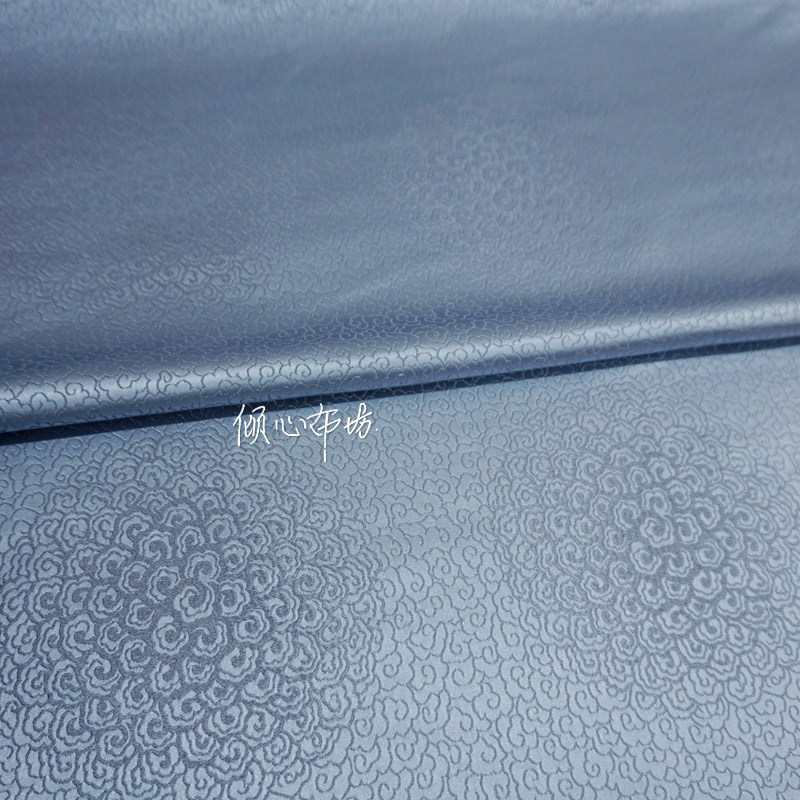 银灰色织锦缎布料祥云国潮