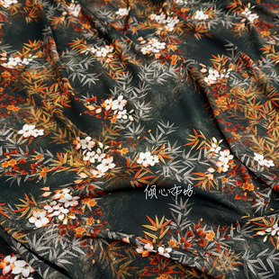 墨竹香中国风细斜纹棉绸布料汉服古装人造棉质贡缎香云丝纯棉面料