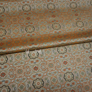 米黄泥金黄色八合如意八达晕天华锦宋锦织锦缎面料布料汉服中国风