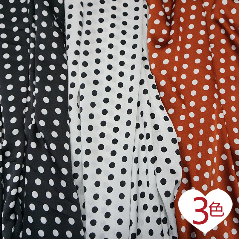 新款橘红波点点仿真风丝绸布料