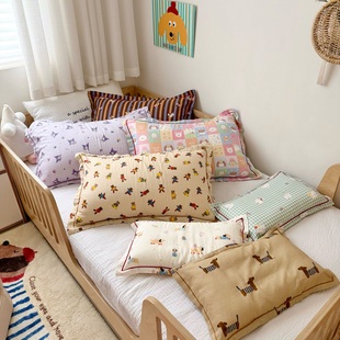 A类全棉双层纱纯棉枕头套30x50cm学生枕芯幼儿园宝宝枕套48x74cm