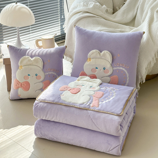 加厚保暖豆豆绒抱枕被子两用沙发办公室午睡枕头二合一汽车上靠垫