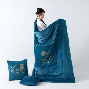 加大冬季抱枕被子两用加厚保暖加绒办公室沙发午睡被汽车靠枕毛毯