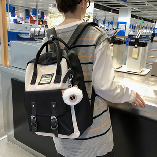 简约百搭手提背包可装 双肩包韩版 14寸电脑大学生书包女 2020年新款