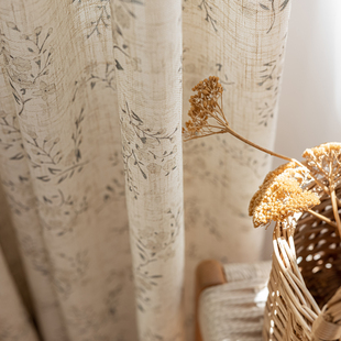 美式乡村田园风小清新亚麻纱帘透光不透人棉麻窗纱小碎花窗帘布料