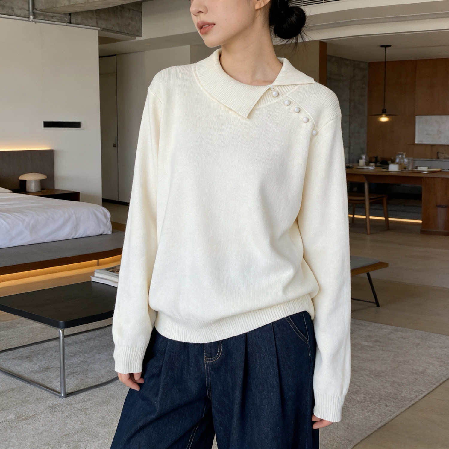 大码不规则翻领长袖内搭毛衣打底衫女春装新款胖mm显瘦针织衫上衣,女装/女士精品,毛针织衫,淘宝优惠券,粉丝福利购,淘宝优惠卷