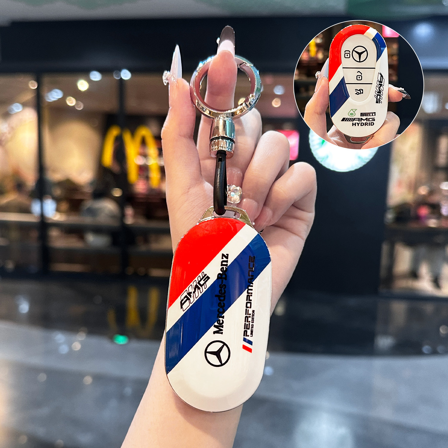 奔驰c260l钥匙套25款e300l高级感gla车扣glc260保护gle350壳c200l