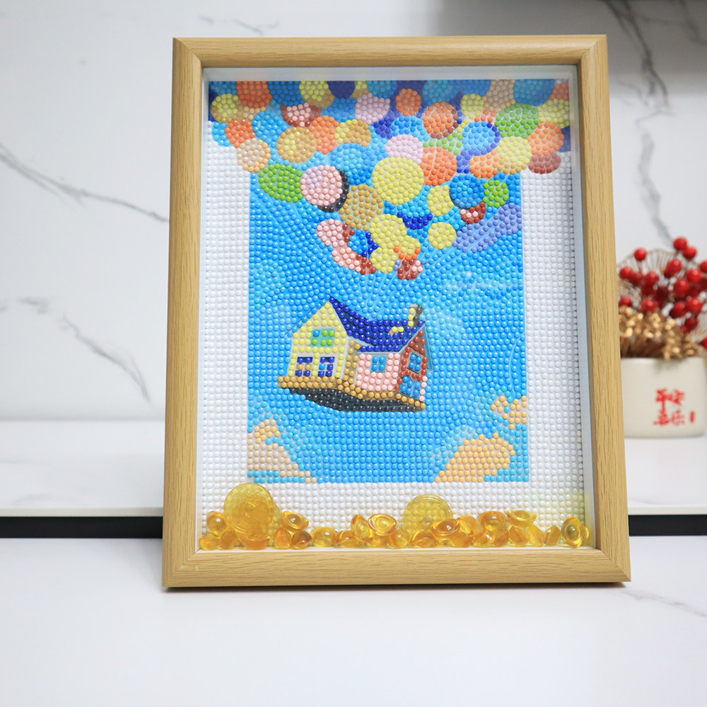 带框钻石画浪漫气球年轻人手工diy点钻十字绣摆台满钻寓意好摆件,居家布艺,钻石绣,淘宝优惠券,粉丝福利购,淘宝优惠卷