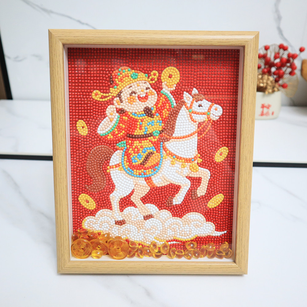 2026新款带框钻石画马年财神爷新年年轻人手工diy点钻十字绣客厅,居家布艺,钻石绣,淘宝优惠券,粉丝福利购,淘宝优惠卷