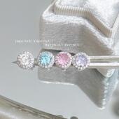 Maywct 爆闪小灯泡满钻圆形锆石精致小众高级感钛钢拧扣耳钉耳骨