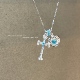 Maywct 重工少女个性 冰蓝爱心十字架锆石项链小众风独特吊坠颈链