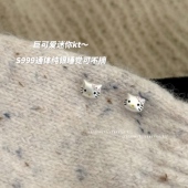 Maywct 可爱立体kitty小猫咪甜美百搭小巧耳钉S999银养耳睡觉不摘