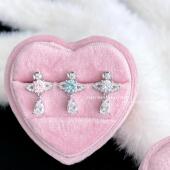 Maywct 土星水滴吊坠八心八箭锆石爆闪小众高级感钛钢耳垂钉耳骨