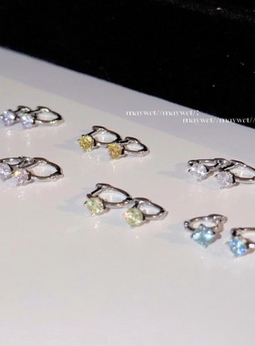 Maywct 钻戒单钻直针耳圈锆石精致百搭基础简约睡觉不摘耳饰叠戴