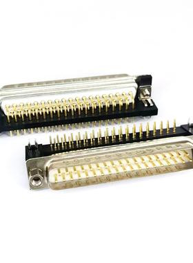 DB37弯针连接器 37芯公座母座 90度焊板插座 DR37针/孔弯脚座子