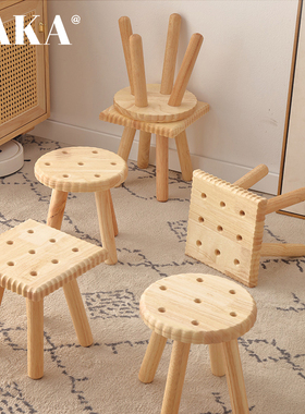 家用矮凳实木小凳子客厅茶几沙发脚凳简约方凳门口换鞋凳儿童板凳