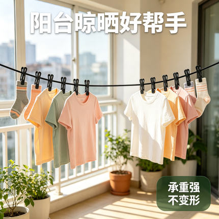 晾衣绳加粗户外旅行宿舍室内外免打孔防风防滑晒被子晾晒绳