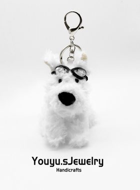 youyu可爱西高地包包挂件毛绒挂饰卡通小狗玩偶公仔钥匙扣