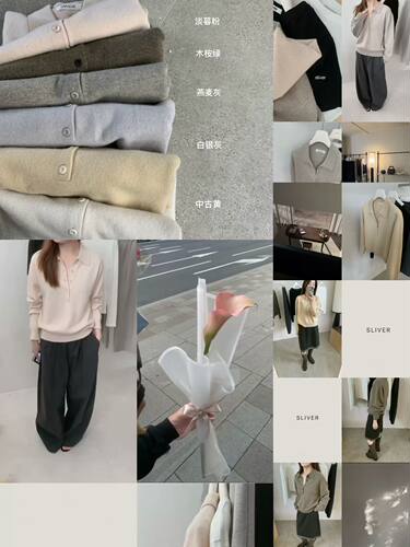 26秋冬韩版sliver简约翻领扣子羊毛针织衫女宽松百搭毛衣打底上衣