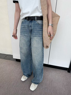 子 女长裤 26春夏新韩版 insist复古水洗做旧磨白宽松显瘦直筒牛仔裤