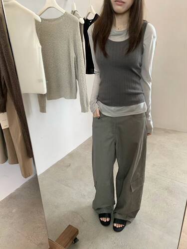26早秋韩版sliver工装风大口袋显瘦宽松阔腿直筒休闲裤子