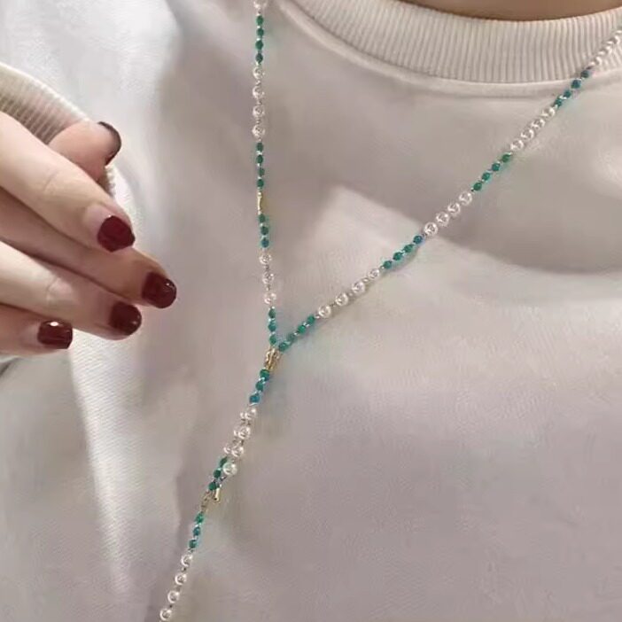 天然淡水珍珠绿松石磁吸毛衣链项链极强光小米珠手链一款多戴爆款