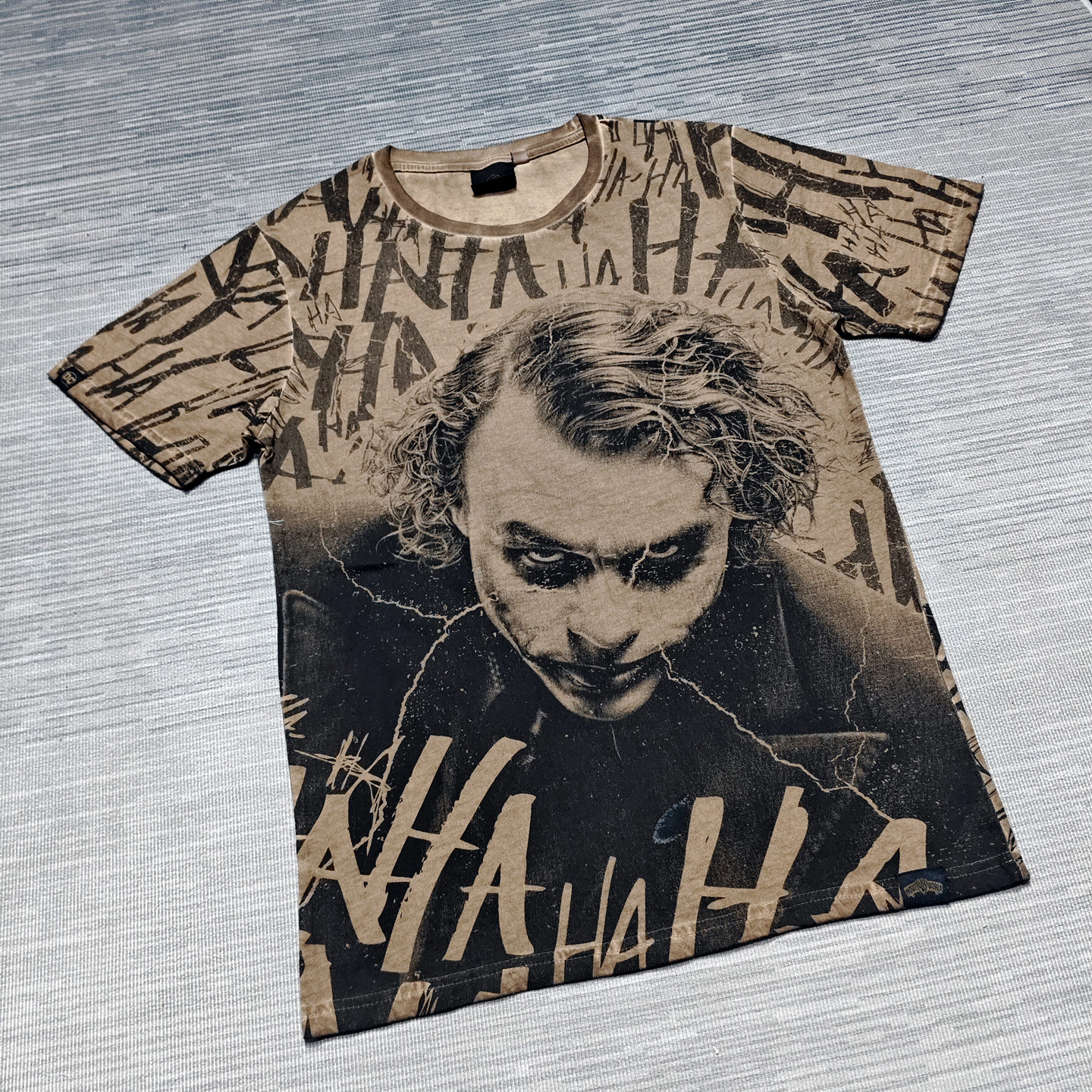 胸围98CM美式复古水洗做旧人像字母满印短袖全棉圆领T恤Joker Tee