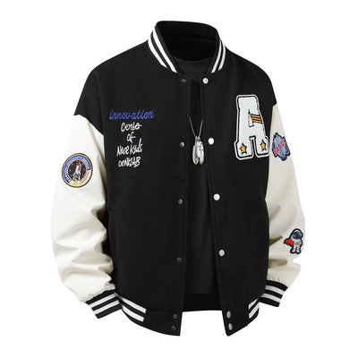 黑色棒球服夹克男春秋季