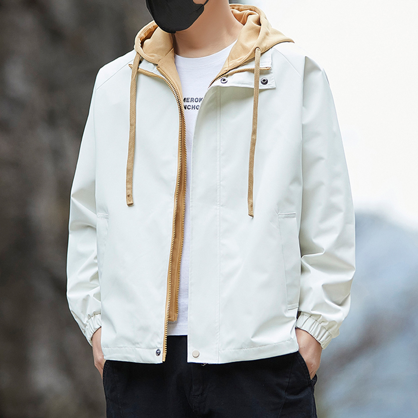 1111休闲风假两件连帽夹克男春秋拼色设计感潮牌外套,男装,夹克,淘宝优惠券,粉丝福利购,淘宝优惠卷