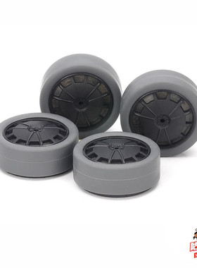 田宫正品四驱车15545 SXX/SX渗碳强化黑色中径轮毂 灰色轮胎套装