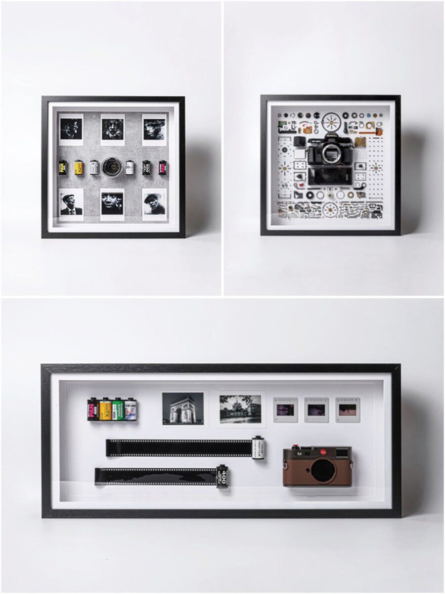 相机装饰画 现代简约样板间书房创意挂画 摄影主题标本画拼贴画