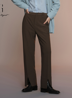 XG雪歌通勤气质开叉直筒休闲裤女2025秋新款优雅长裤XK302029A672