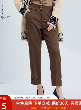 xg雪歌文艺气质通勤休闲长款直筒裤女2024秋装新款XJ302024A574