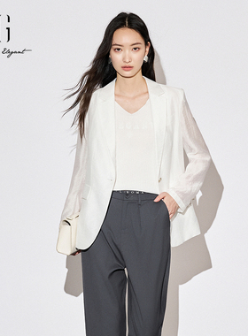 XG雪歌轻薄天丝西装外套女2025秋新款微透一粒扣上衣XK307007A151