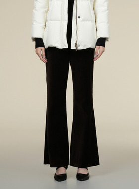 少  XG雪歌25冬款灯芯绒喇叭裤女高腰修身显瘦休闲裤XK402001A174