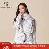 xg雪歌趣味印花轻薄羽绒服女2024秋冬新款 宽松外套XJ406067B251