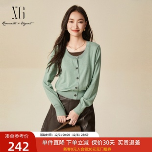 xg雪歌通勤休闲假两件圆领套头针织衫 XJ411079A585 女秋冬2024新款