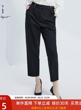 xg雪歌高腰显瘦黑色休闲裤女2024秋新款通勤直筒裤子XJ302004A290