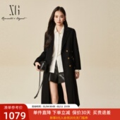 xg雪歌100%绵羊毛呢大衣女2024冬新款 正肩中长款 外套XJ410055A690