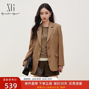 上衣XJ407019A173 外套女冬2024新款 xg雪歌时尚 简约设计感羊毛西装