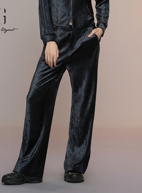 XG雪歌25秋休闲运动风简约百搭磨毛植绒显瘦直筒裤女XK302008A428